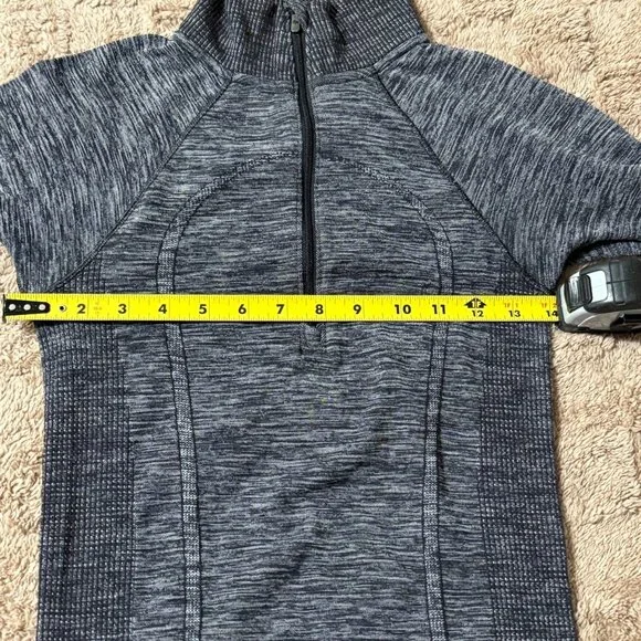 Lululemon Swiftly Wool 1/2 Zip Hoodie Heather Teal Merino Wool Long Sleeve Top 2 - Picture 7 of 9